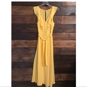 Yellow floor length dress from Bisou Bisou